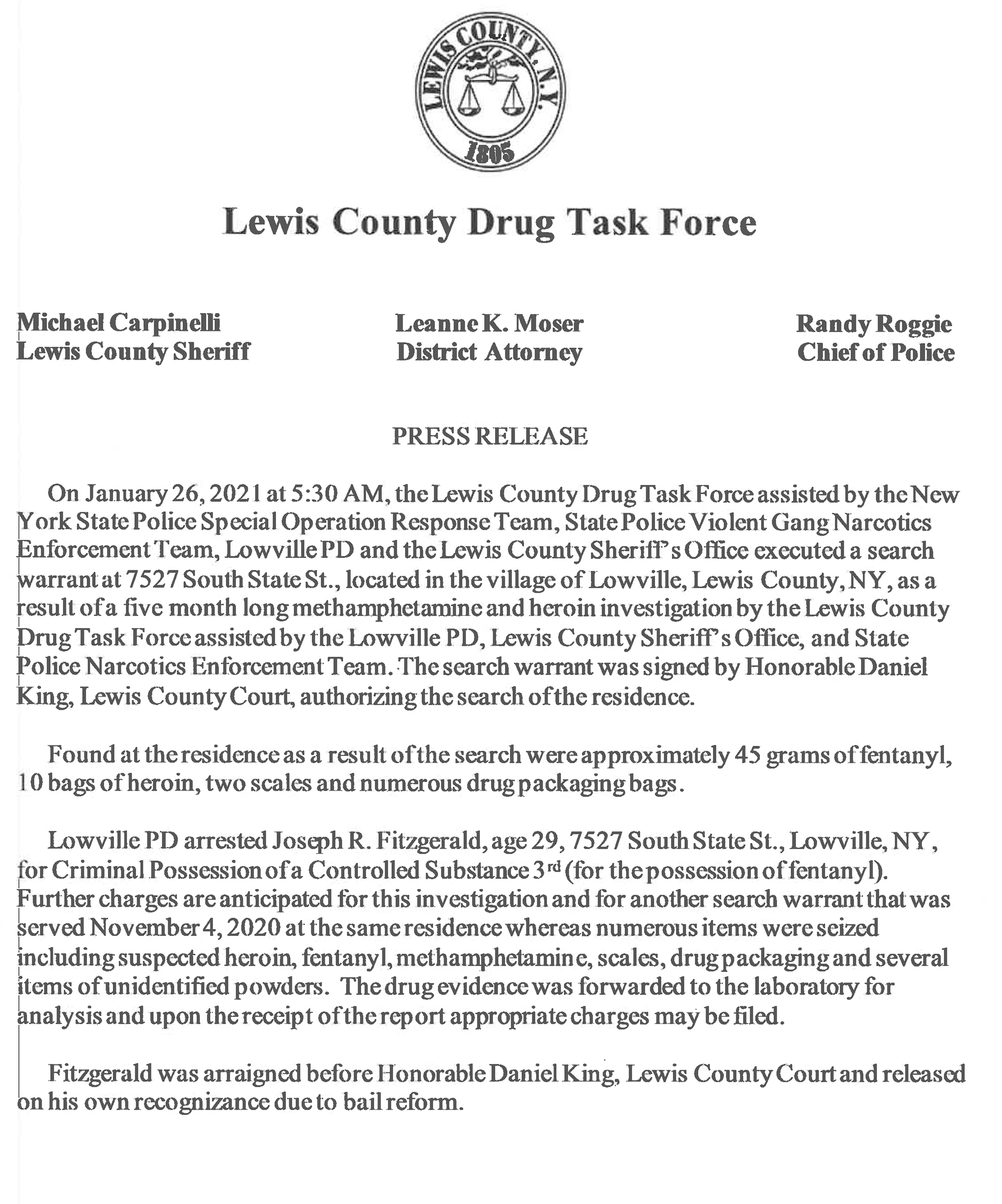 Lowville man arrested after drug task force executes search warrant ...